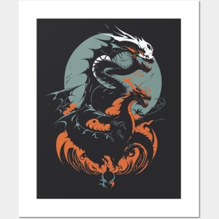 Enigmatic fantasy silhouette Dragon Posters and Art